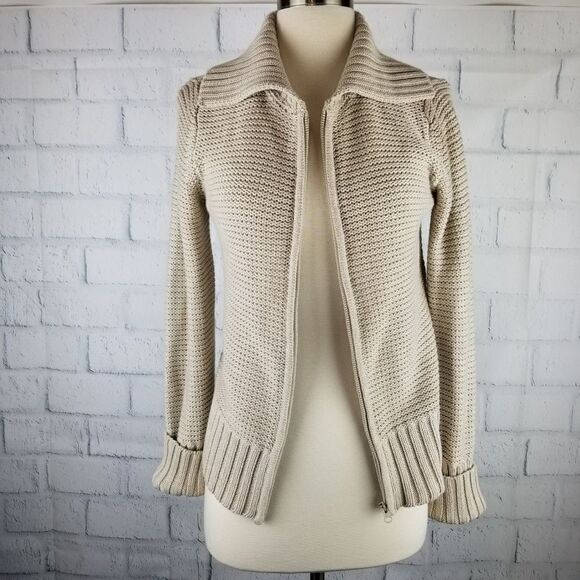 HILLARD and HANSON Tan Zip Up Sweater. SIZE M - Picture 2 of 7